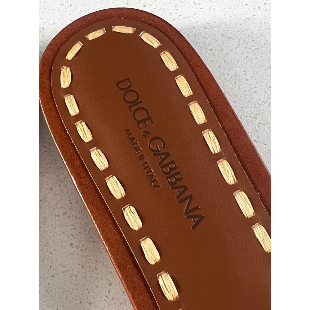 Dolce & Gabbana Logo beige raffia Woven Sandals slides size 40 NEW - Picture 6 of 13
